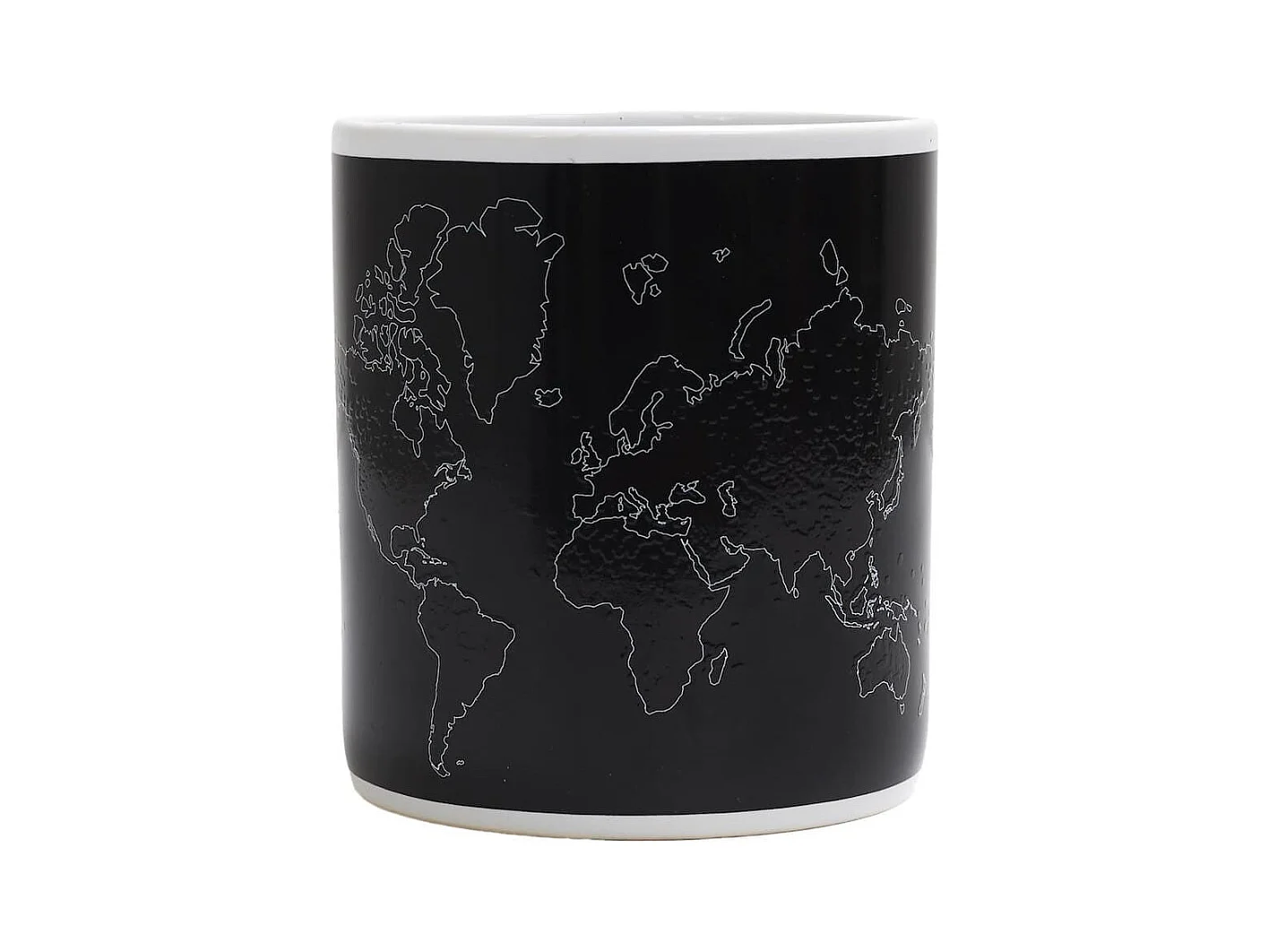 Mug thermoreactif XXL 70 cl en céramique noire avec carte du monde