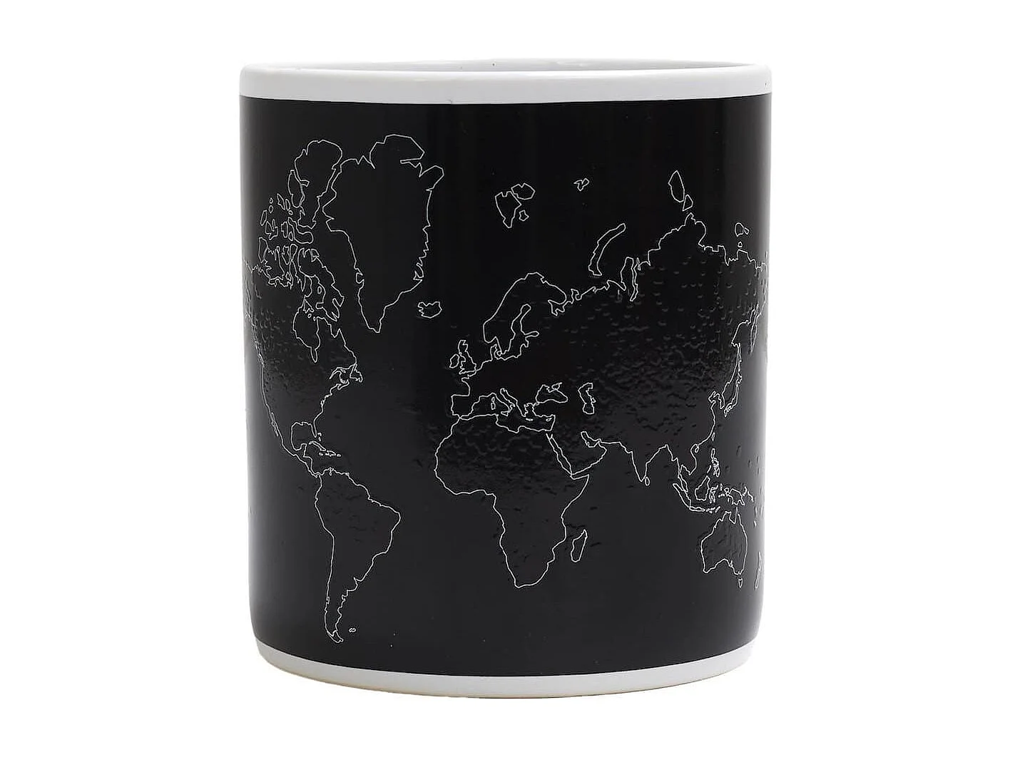 Mug thermoreactif XXL 70 cl en céramique noire avec carte du monde