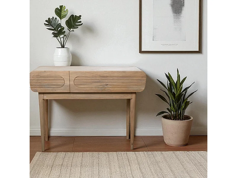 Console com 2 xícaras. Madeira de mangueira. Dê um toque único à sua casa.