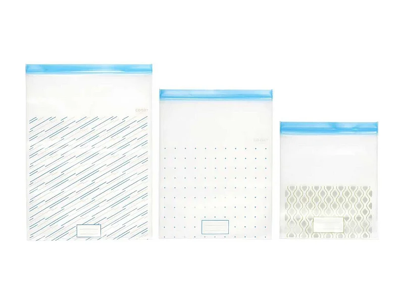 Lot de 3 sachets transparents réutilisables de congélation fermeture à zip