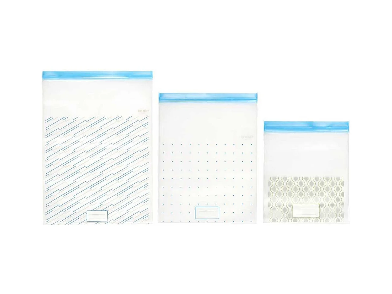 Lot de 3 sachets transparents réutilisables de congélation fermeture à zip