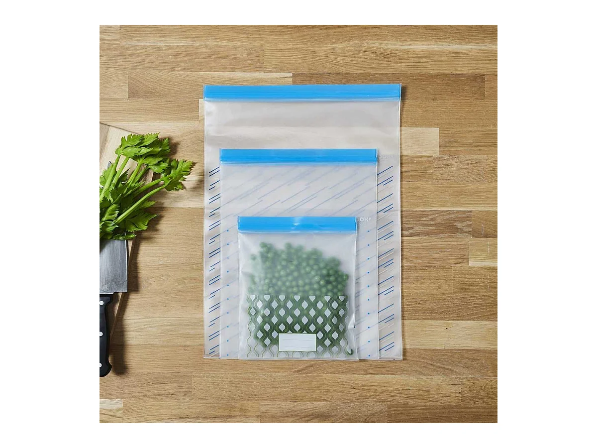 Lot de 3 sachets transparents réutilisables de congélation fermeture à zip