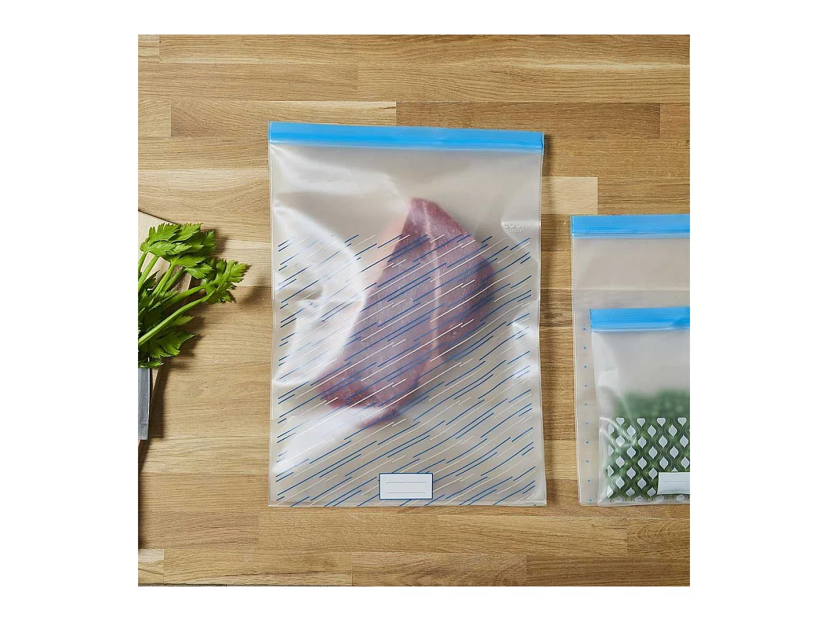 Lot de 3 sachets transparents réutilisables de congélation fermeture à zip