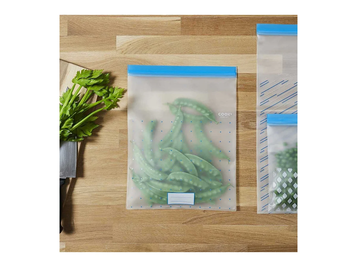 Lot de 3 sachets transparents réutilisables de congélation fermeture à zip