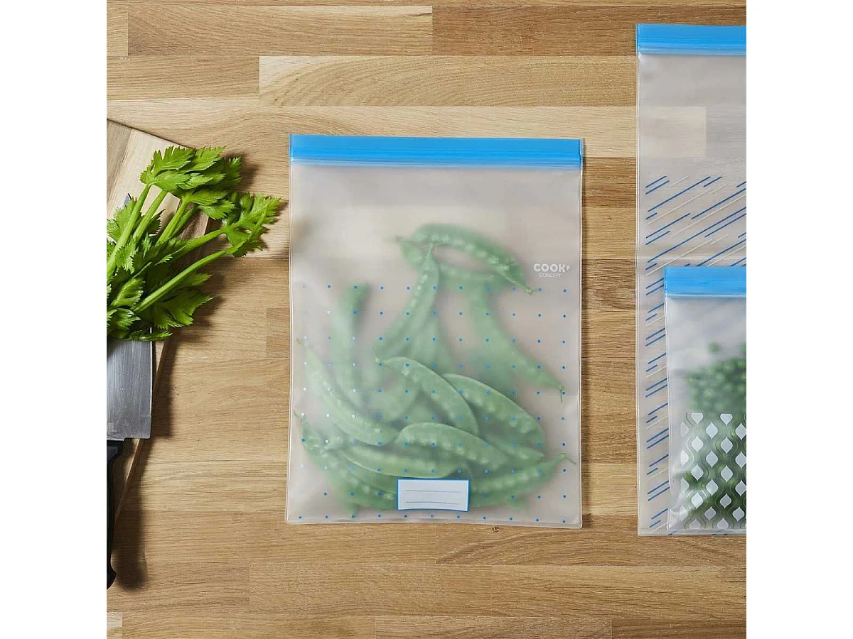 Lot de 3 sachets transparents réutilisables de congélation fermeture à zip