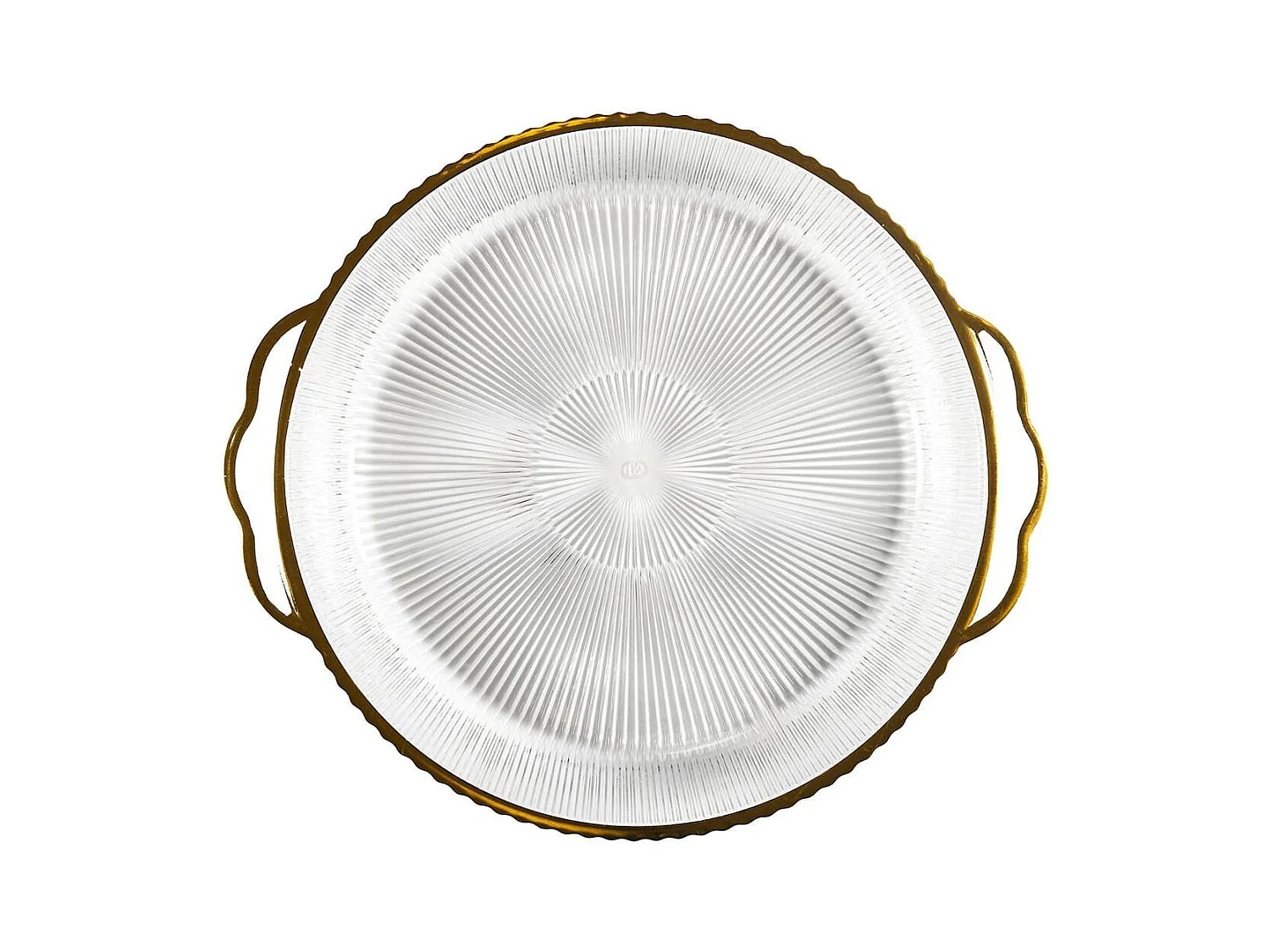 Set de 2 plats rond en plastique transparent texturé avec contour doré (L38,5 cm)