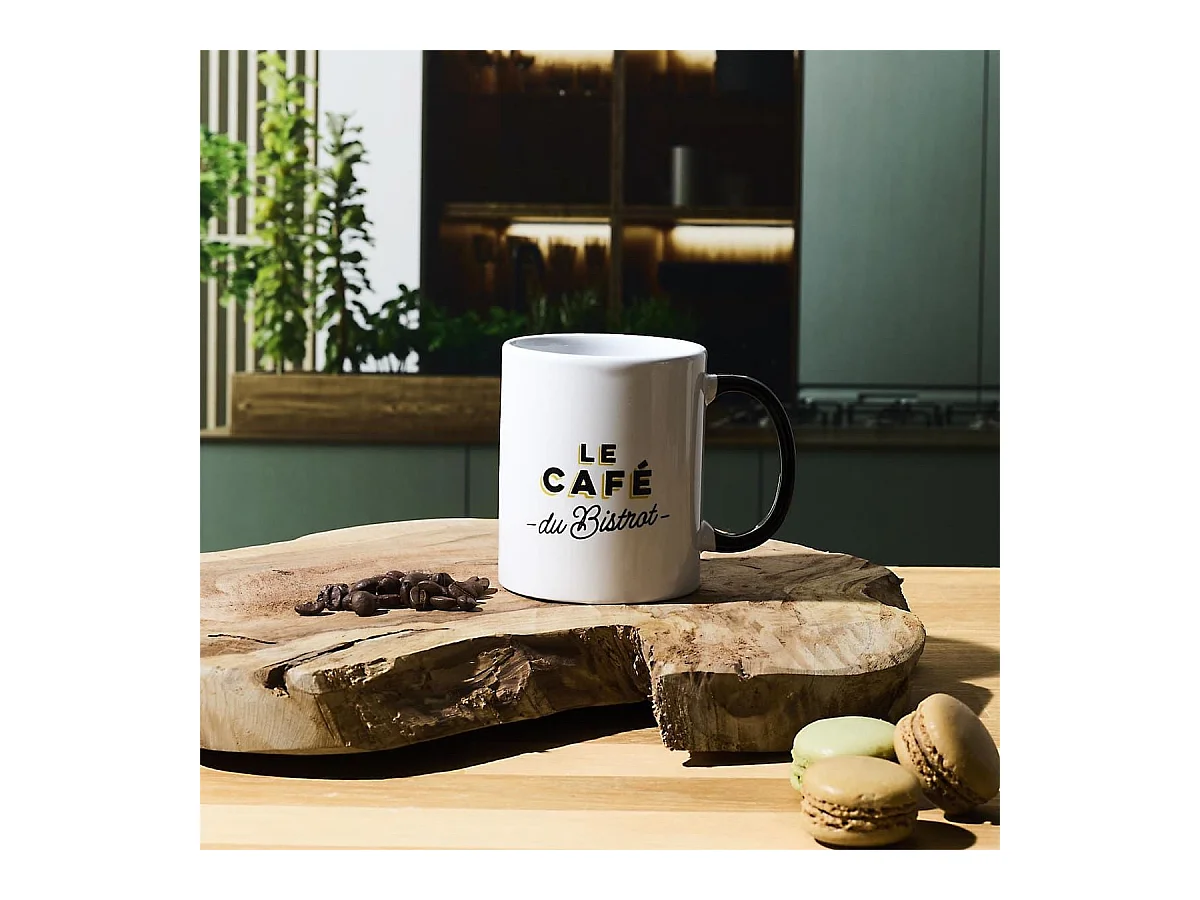 Mug "bistrot" en céramique coloris blanc et noir (30cl)