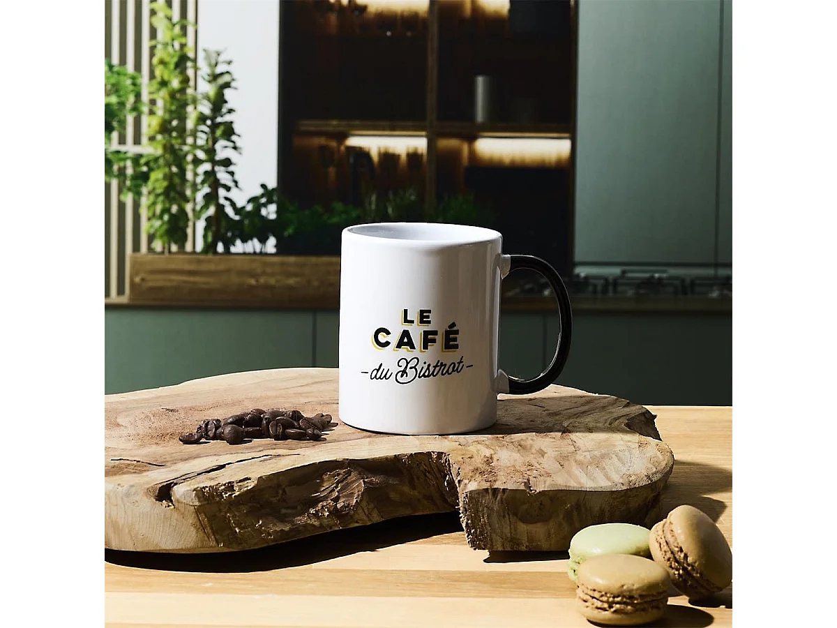 Mug "bistrot" en céramique coloris blanc et noir (30cl)