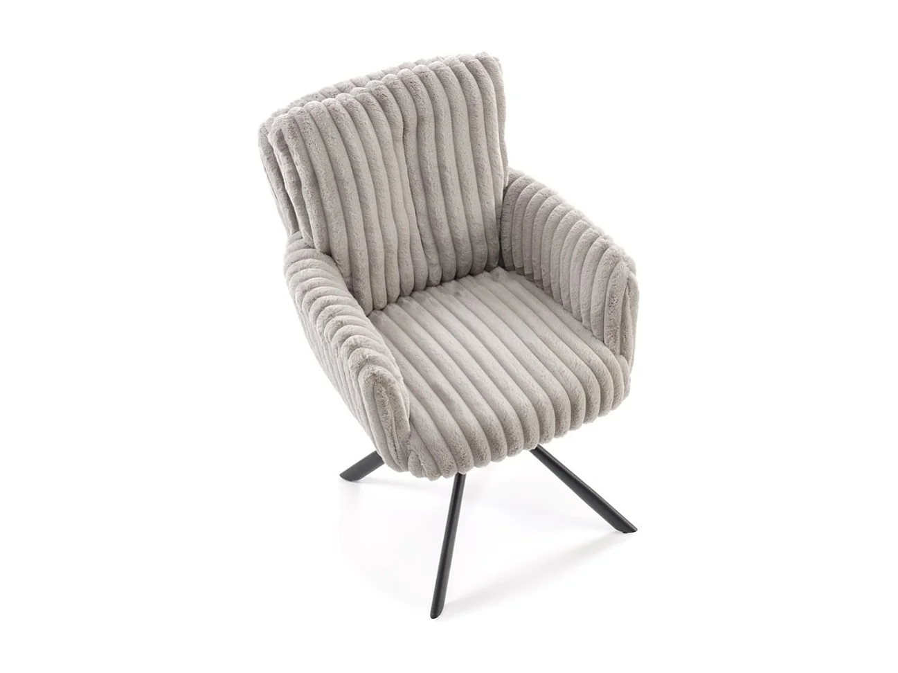 Chaise grise design en velours côtelé avec pieds en métal Nuvem