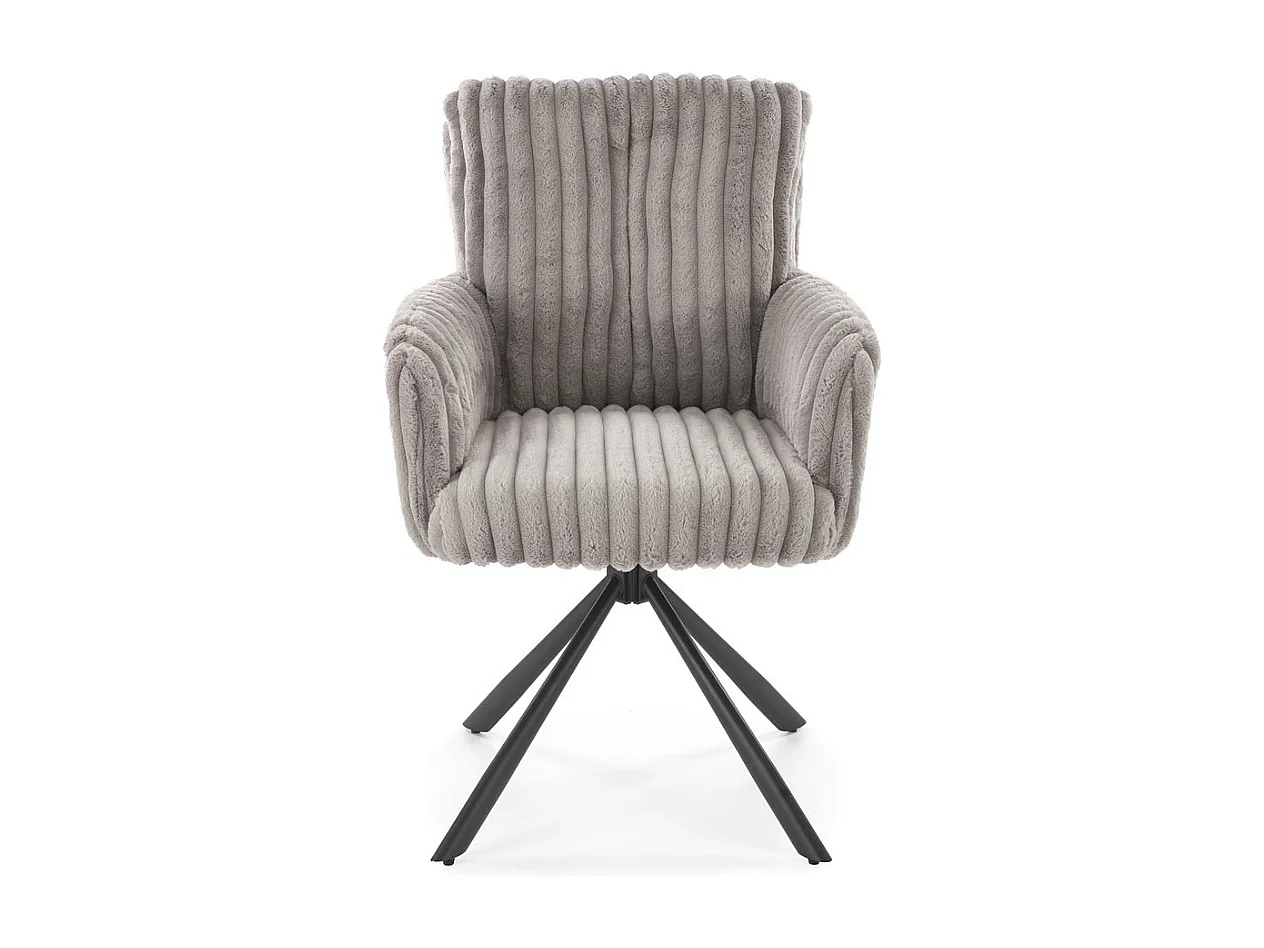 Chaise grise design en velours côtelé avec pieds en métal Nuvem