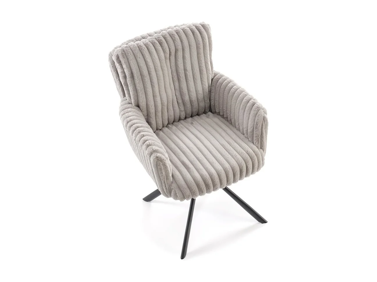 Chaise grise design en velours côtelé avec pieds en métal Nuvem