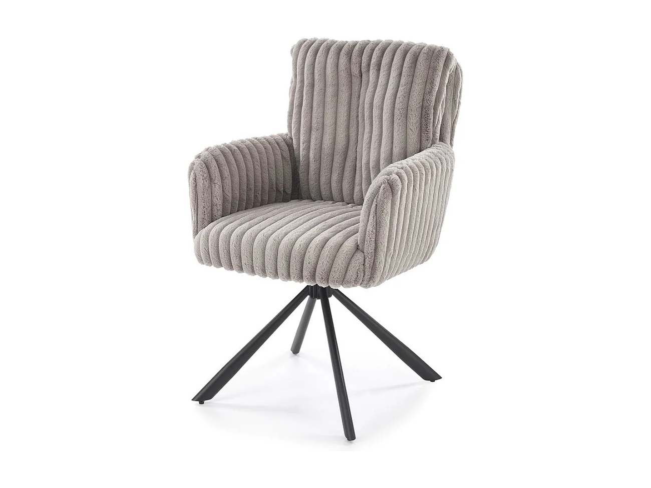 Chaise grise design en velours côtelé avec pieds en métal Nuvem