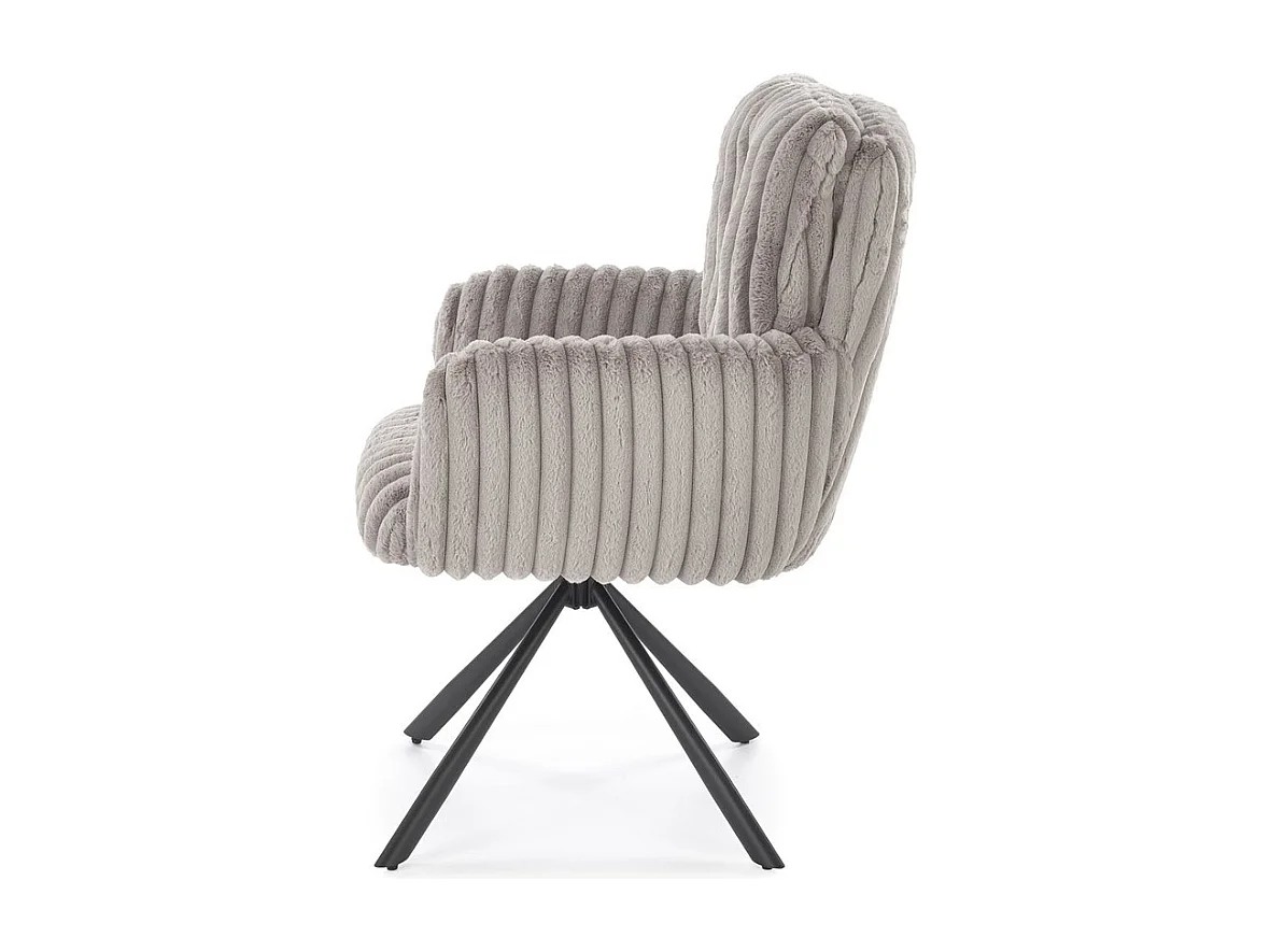 Chaise grise design en velours côtelé avec pieds en métal Nuvem