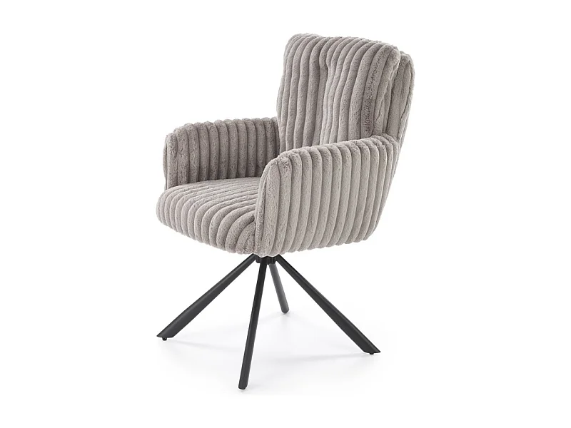 Chaise grise design en velours côtelé avec pieds en métal Nuvem