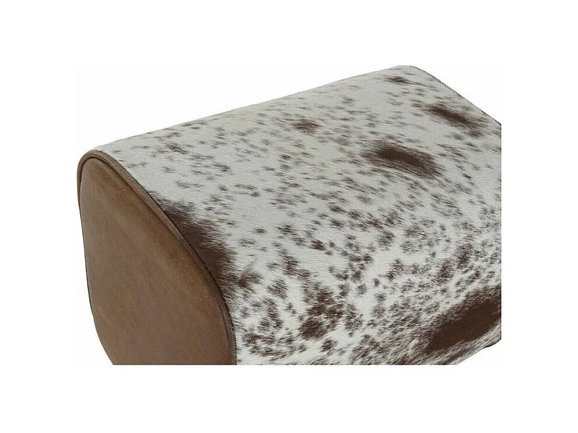 Tabouret Thyann Noir Bois Marron Cuir Blanc (50 x 35 x 75 cm)