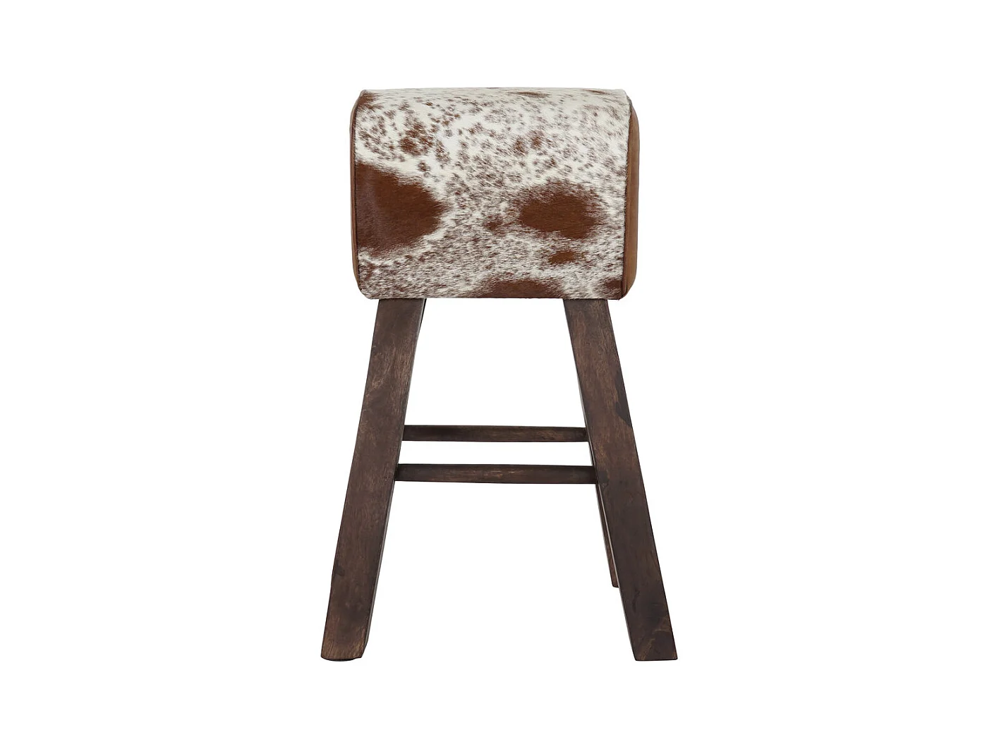 Tabouret Thyann Noir Bois Marron Cuir Blanc (50 x 35 x 75 cm)