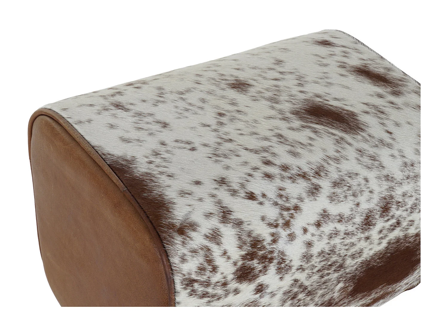 Tabouret Thyann Noir Bois Marron Cuir Blanc (50 x 35 x 75 cm)