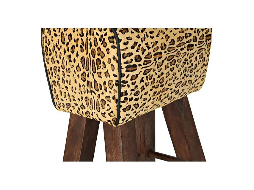 Tabouret Thyann Noir Bois Marron Cuir (43 x 35 x 75 cm)