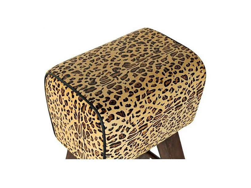 Tabouret Thyann Noir Bois Marron Cuir (43 x 35 x 75 cm)