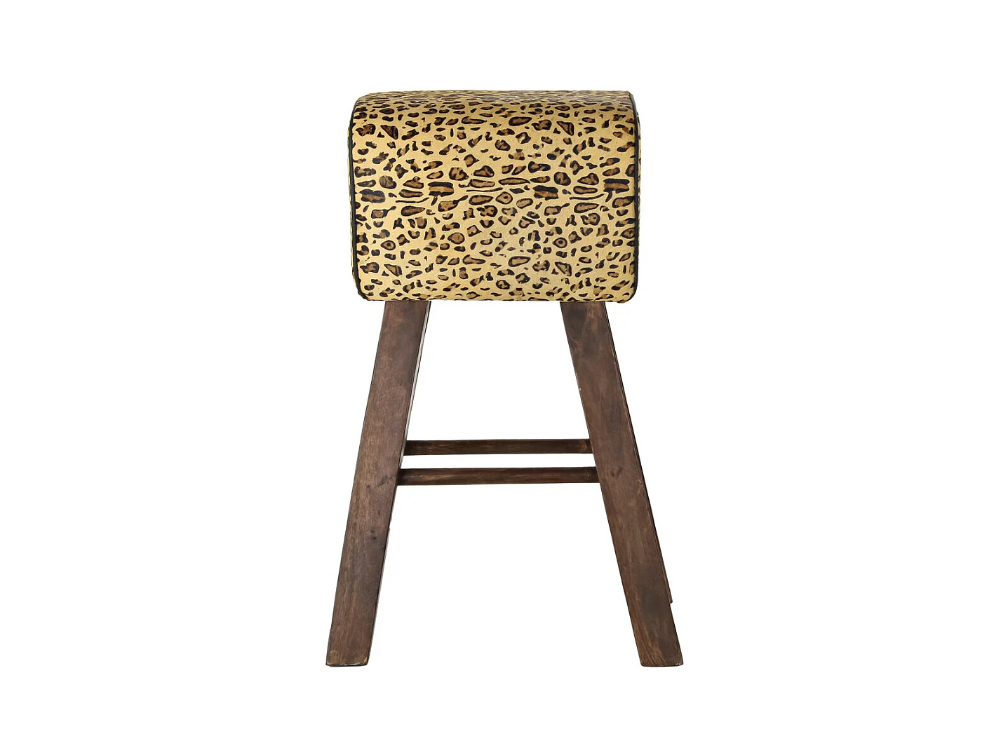 Tabouret Thyann Noir Bois Marron Cuir (43 x 35 x 75 cm)