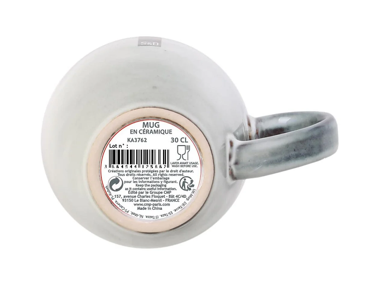 Set de 6 mugs 30cl en céramique au grés du temps gris - GALET