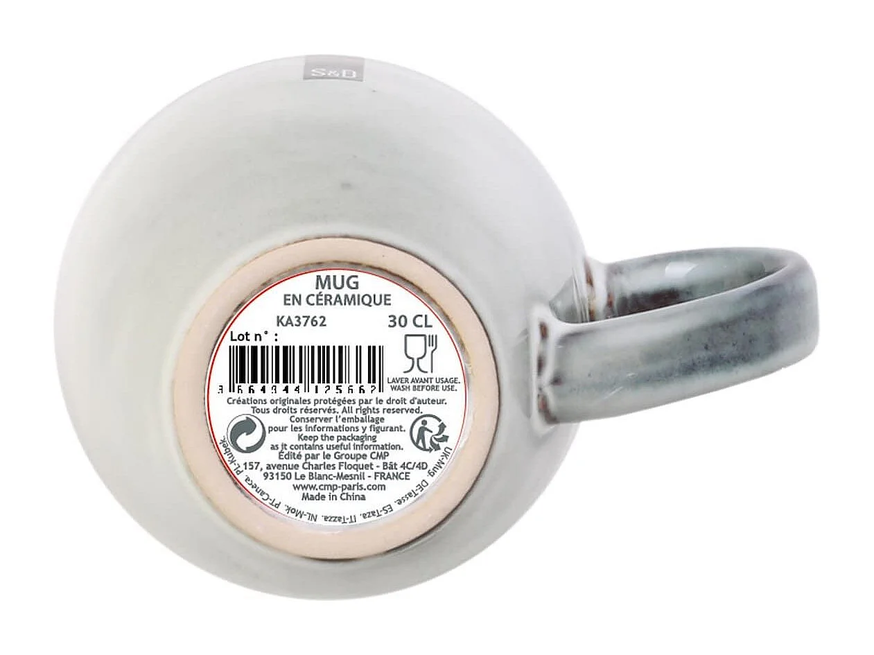 Set de 6 mugs 30cl en céramique au grés du temps gris - GALET