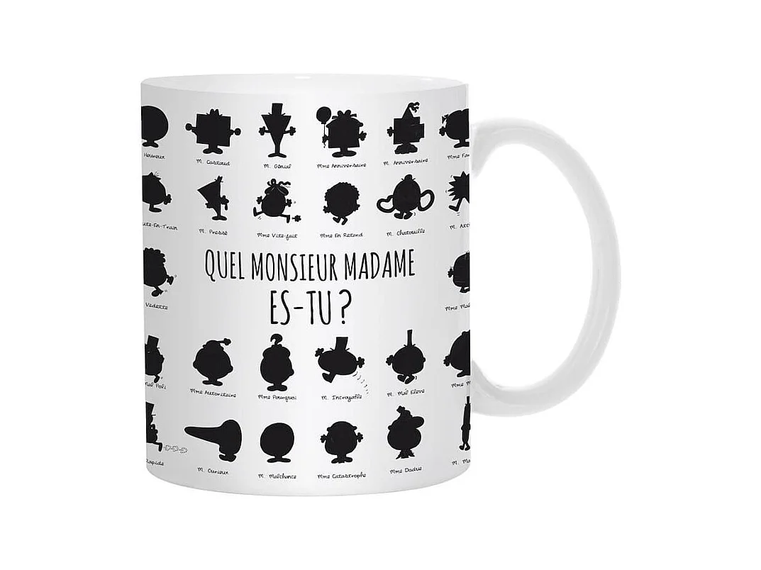 Mug thermoreactif 30 cl en céramique blanc avec personnages mrs et mme