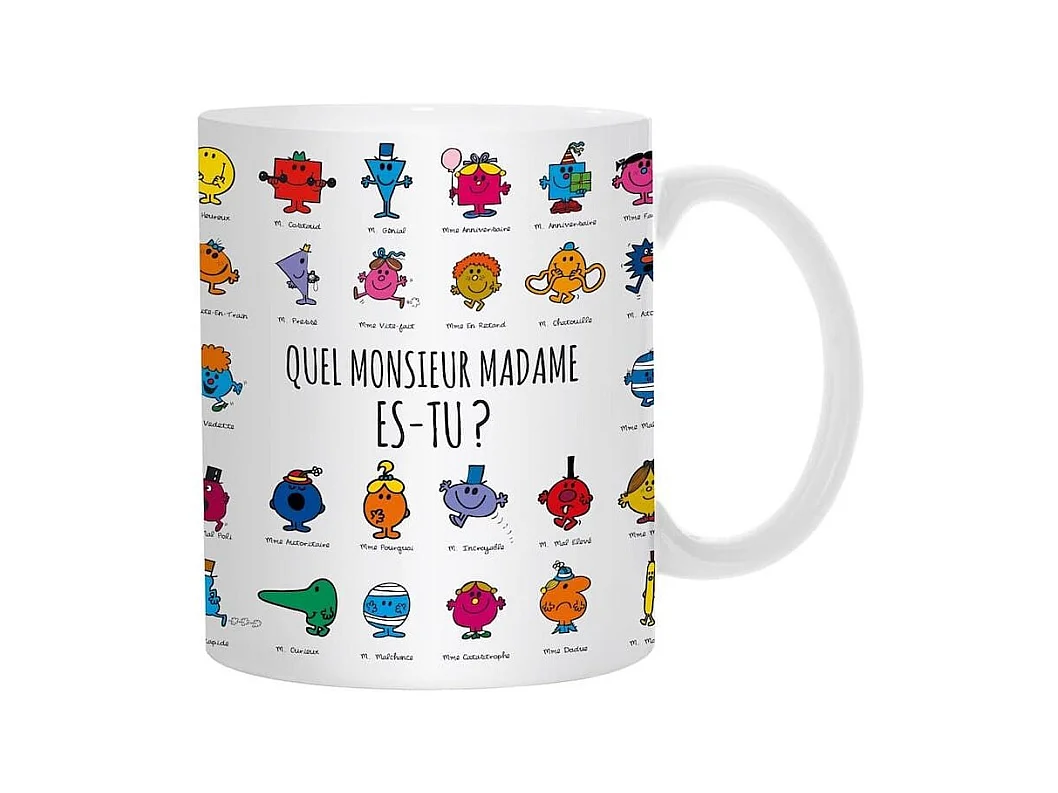 Mug thermoreactif 30 cl en céramique blanc avec personnages mrs et mme