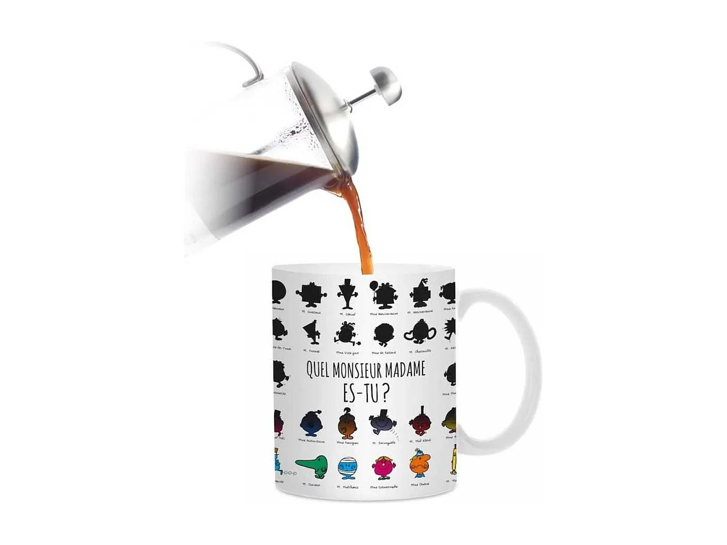 Mug thermoreactif 30 cl en céramique blanc avec personnages mrs et mme