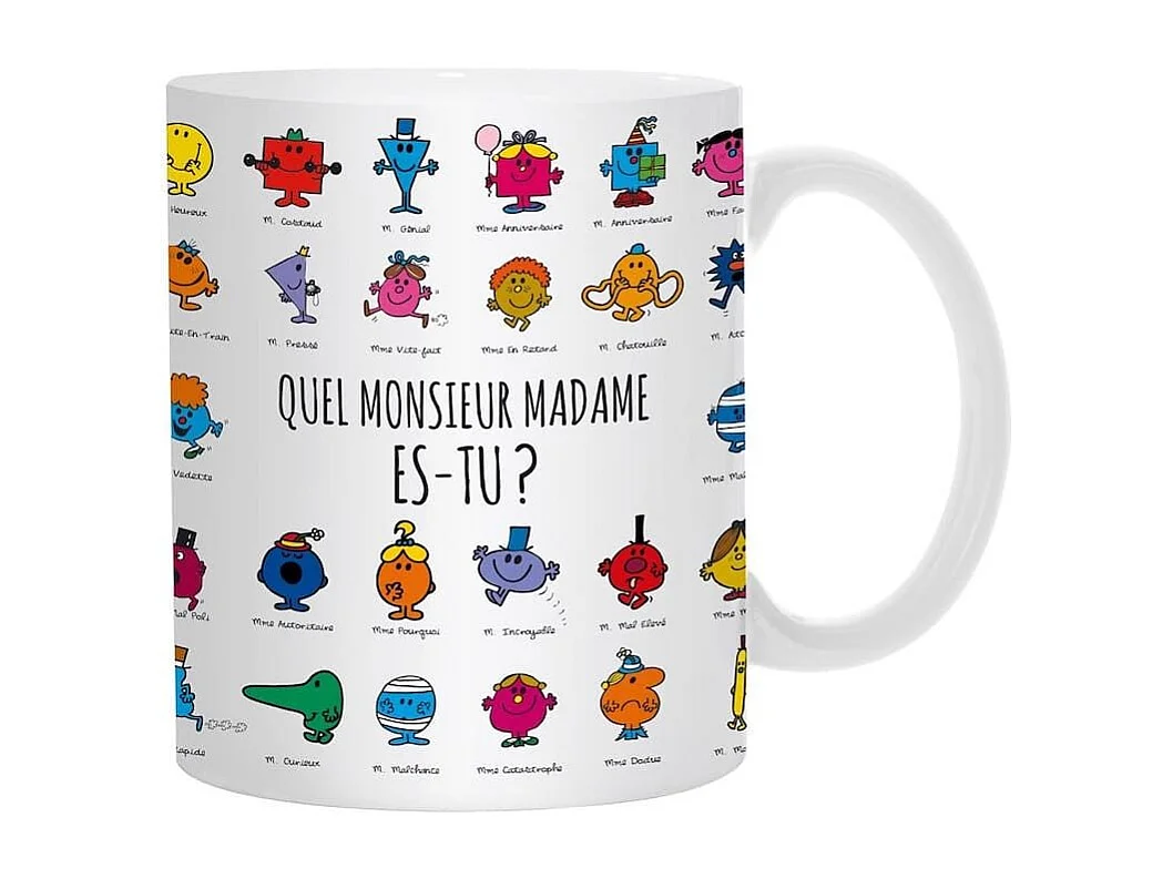Mug thermoreactif 30 cl en céramique blanc avec personnages mrs et mme