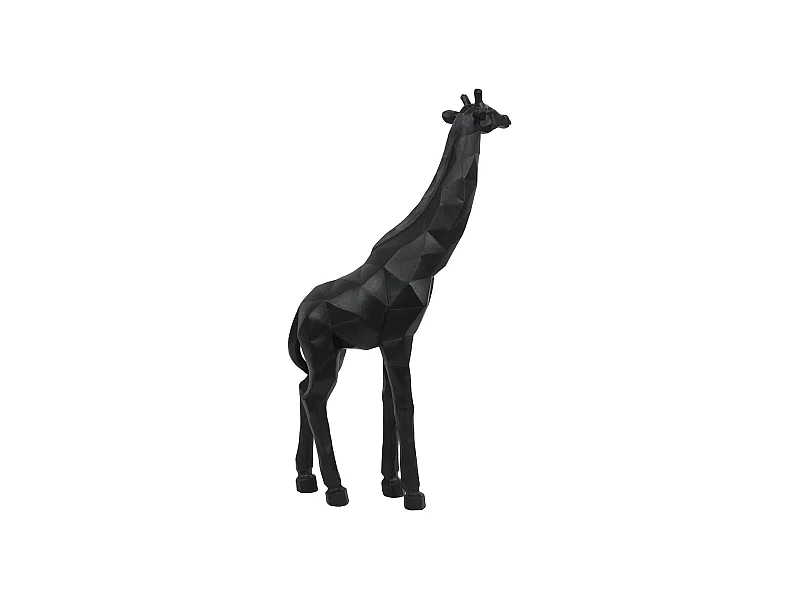 Statue girafe noir style origami en polyrésine (H40 cm)