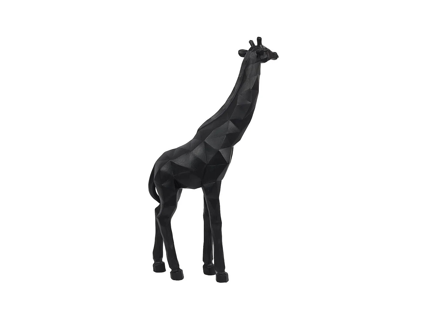 Statue girafe noir style origami en polyrésine (H40 cm)