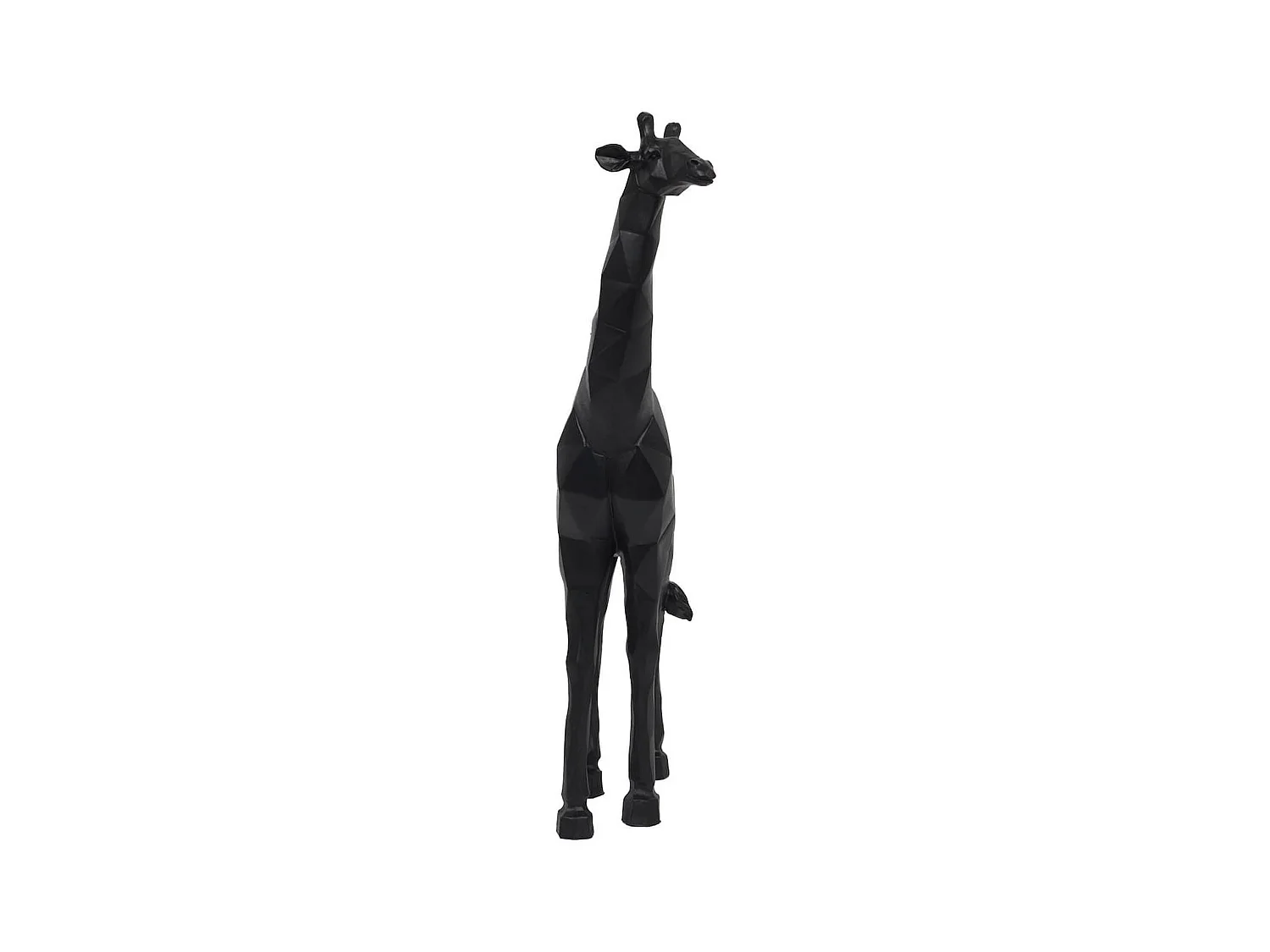 Statue girafe noir style origami en polyrésine (H40 cm)