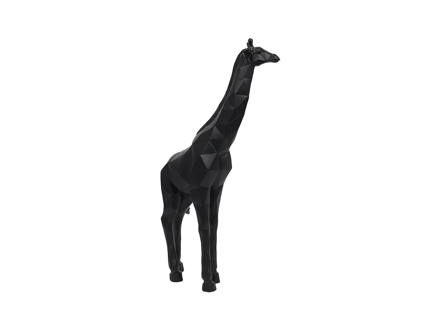 Statue girafe noir style origami en polyrésine (H40 cm)