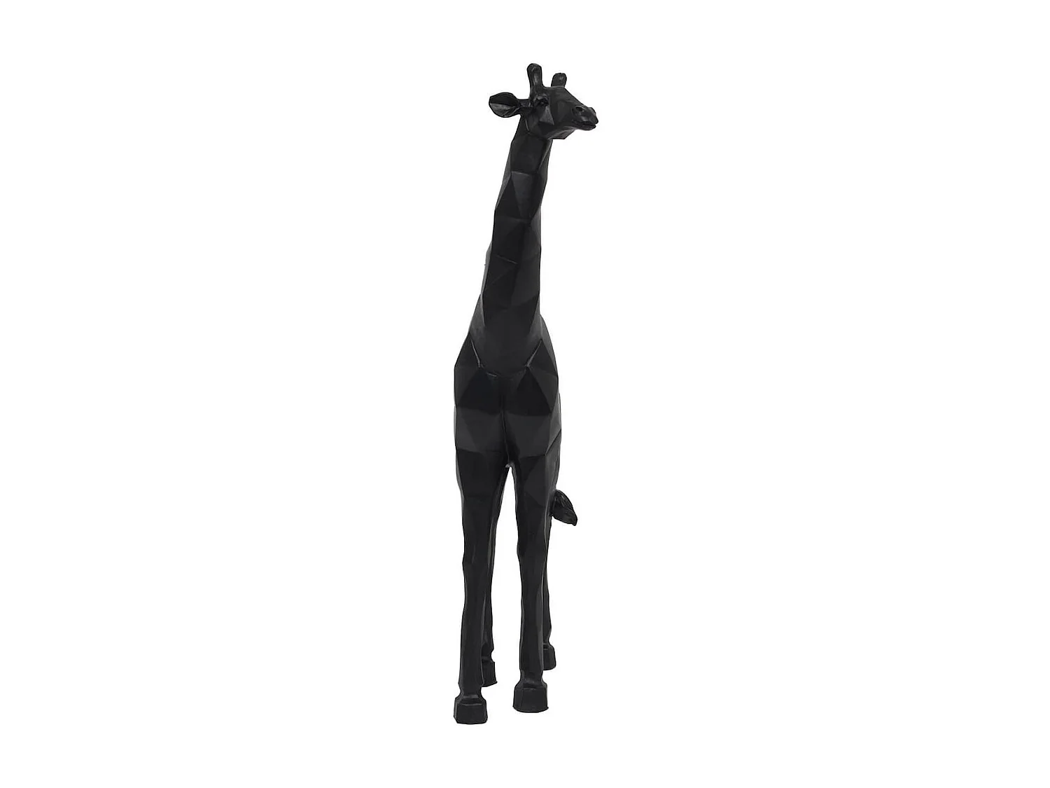 Statue girafe noir style origami en polyrésine (H40 cm)