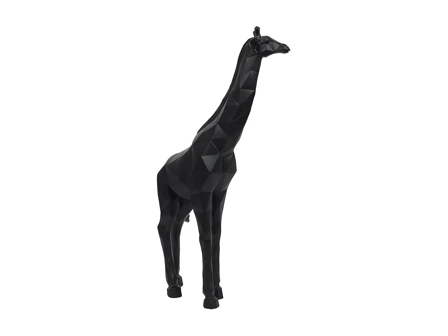 Statue girafe noir style origami en polyrésine (H40 cm)