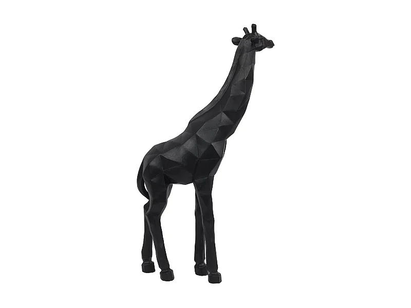 Statue girafe noir style origami en polyrésine (H40 cm)