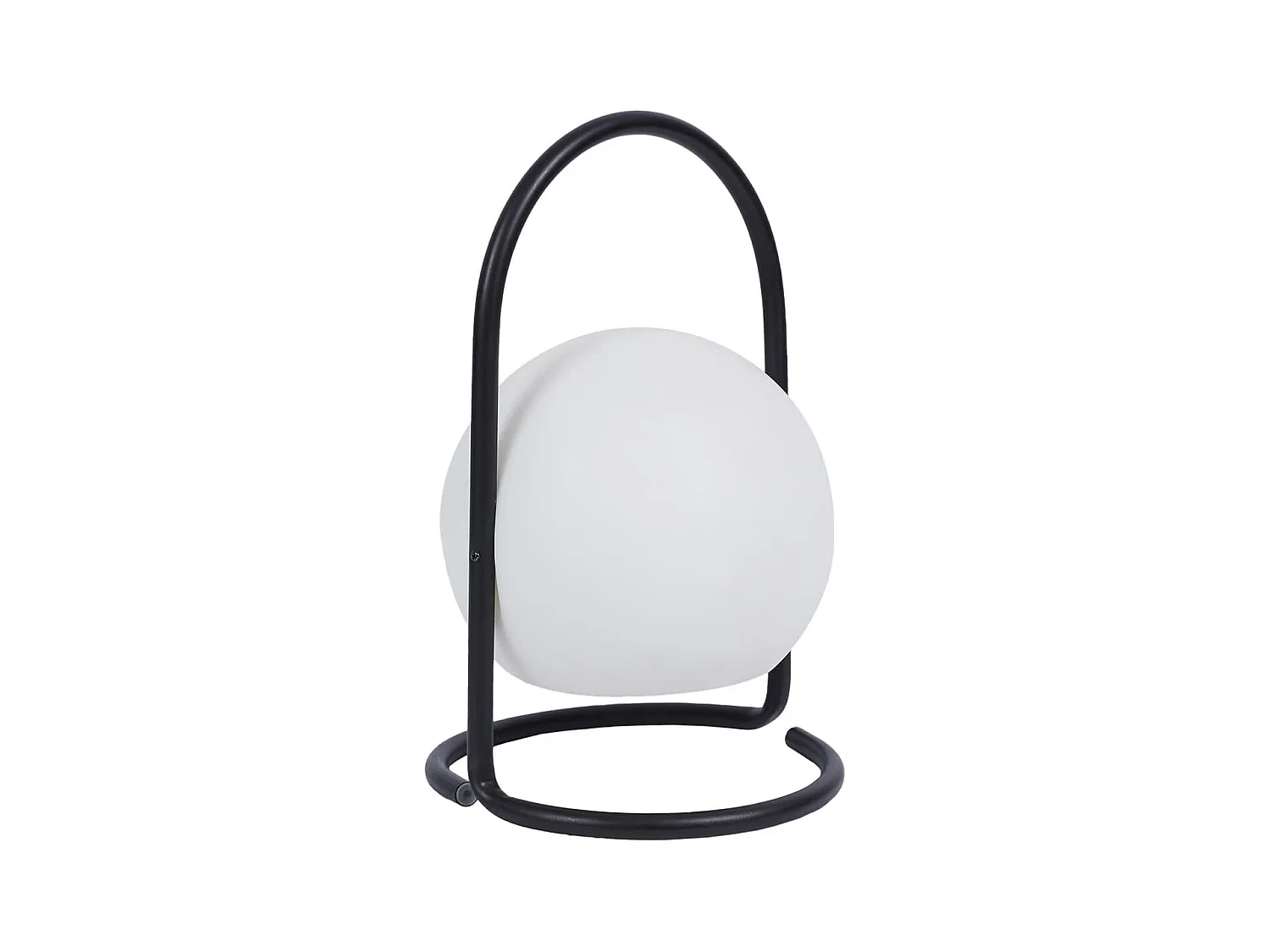 Lampe LED Boule Blanche Intérieur/Extérieur Poignée Socle Métal Noir - SANTORIN