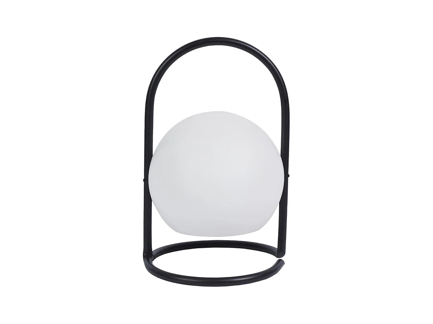 Lampe LED Boule Blanche Intérieur/Extérieur Poignée Socle Métal Noir - SANTORIN