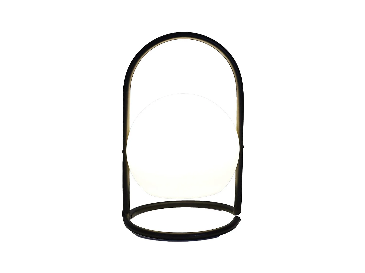 Lampe LED Boule Blanche Intérieur/Extérieur Poignée Socle Métal Noir - SANTORIN