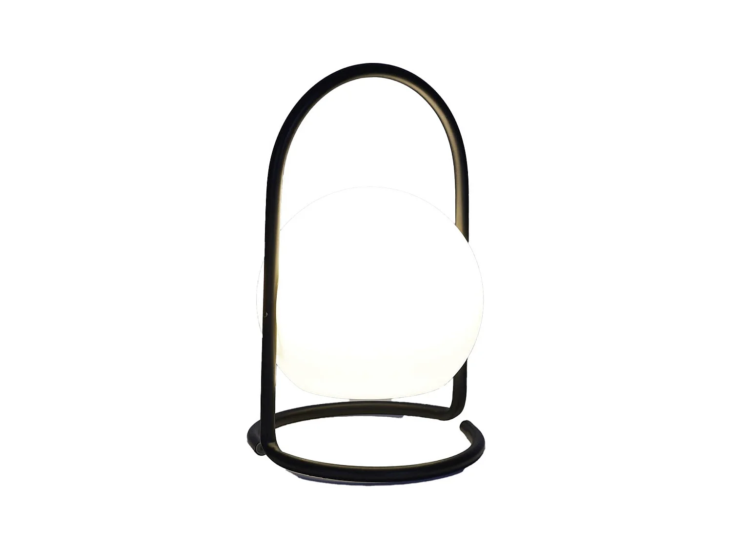 Lampe LED Boule Blanche Intérieur/Extérieur Poignée Socle Métal Noir - SANTORIN