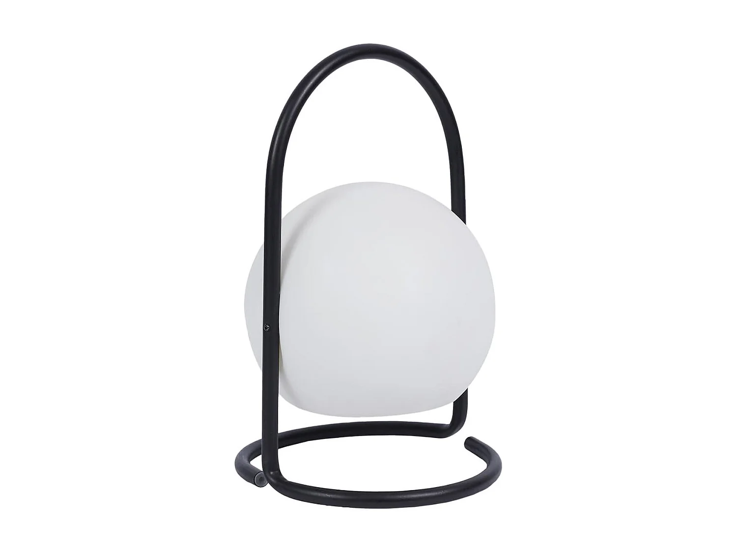 Lampe LED Boule Blanche Intérieur/Extérieur Poignée Socle Métal Noir - SANTORIN
