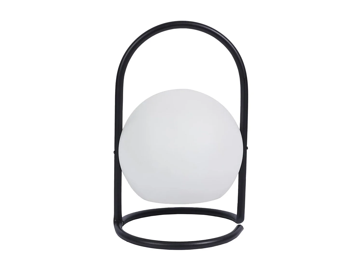 Lampe LED Boule Blanche Intérieur/Extérieur Poignée Socle Métal Noir - SANTORIN