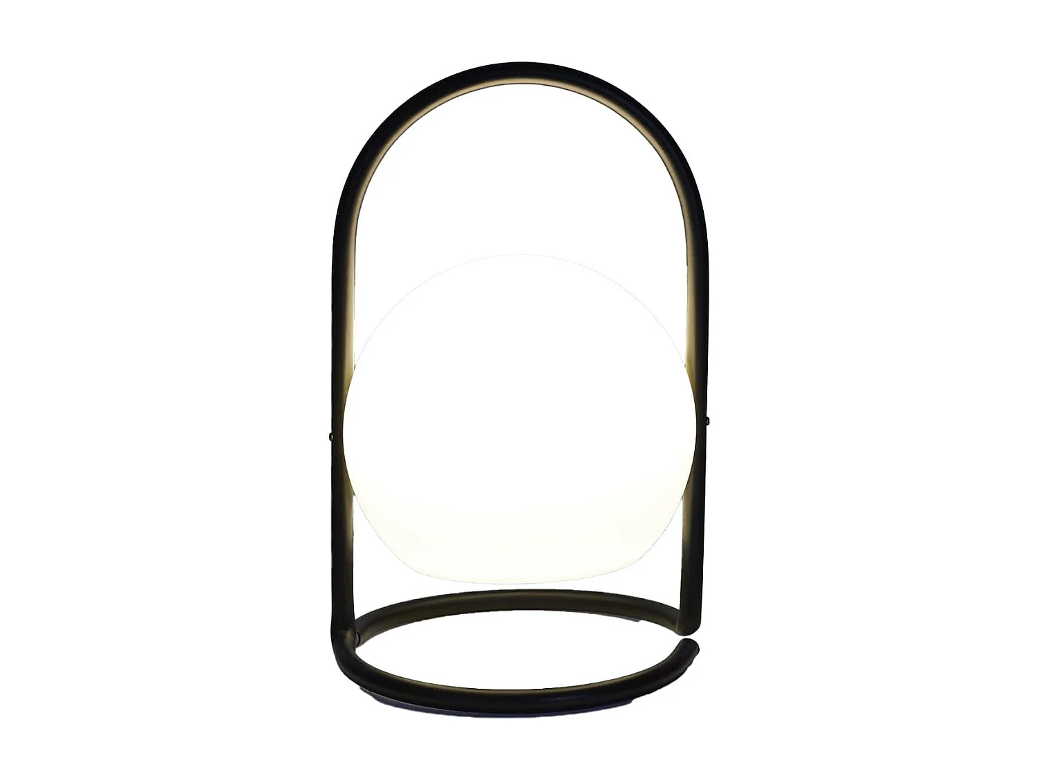 Lampe LED Boule Blanche Intérieur/Extérieur Poignée Socle Métal Noir - SANTORIN