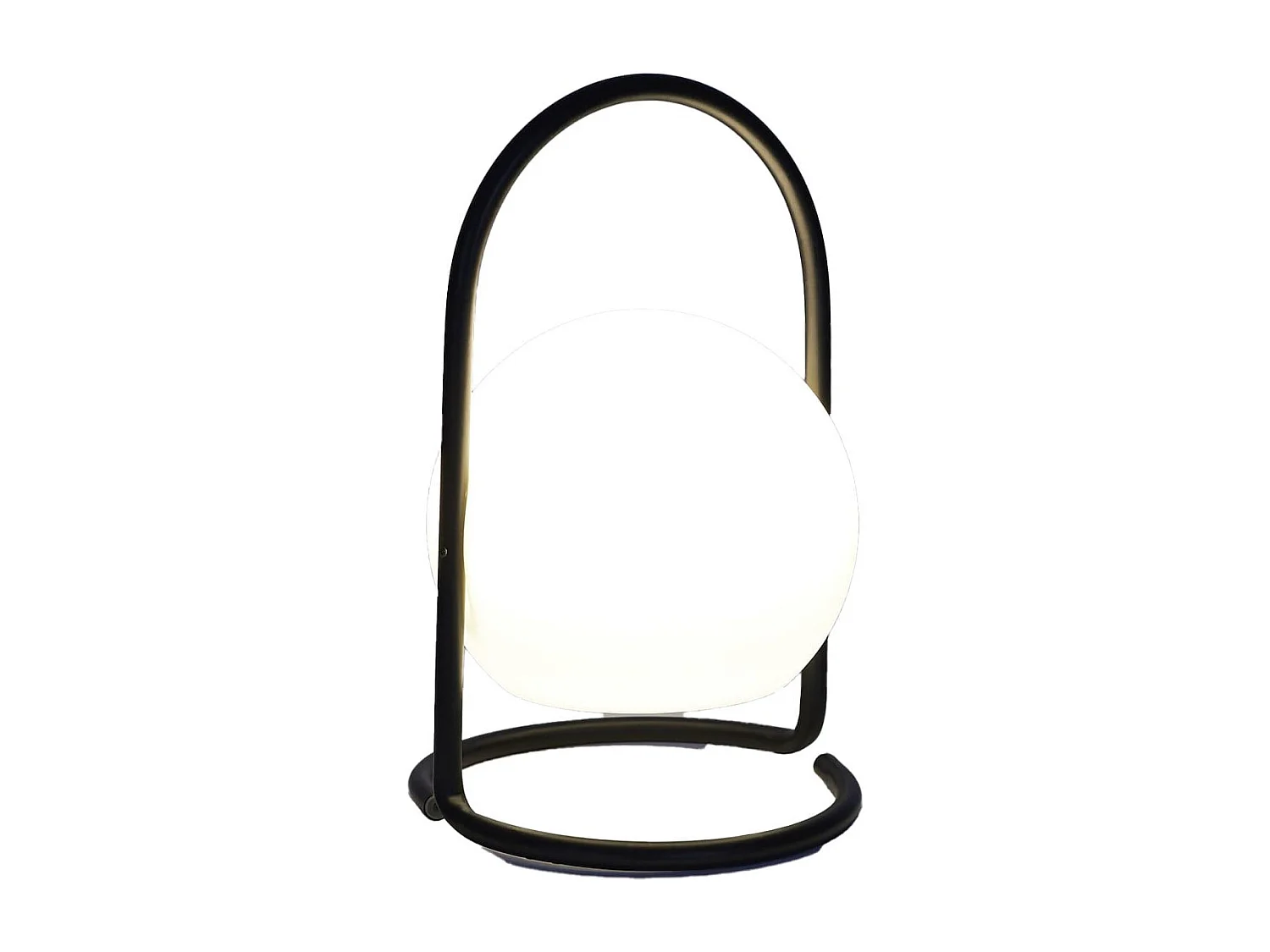 Lampe LED Boule Blanche Intérieur/Extérieur Poignée Socle Métal Noir - SANTORIN
