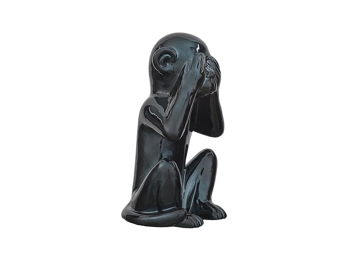 Statue noir singe de la sagesse "ne vois pas" H28cm
