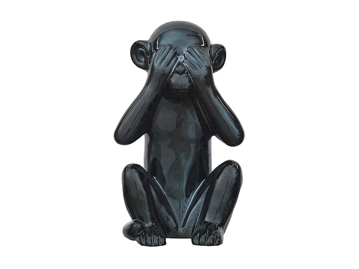 Statue noir singe de la sagesse "ne vois pas" H28cm