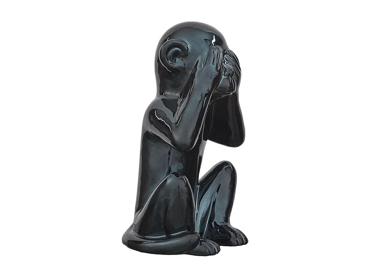 Statue noir singe de la sagesse "ne vois pas" H28cm