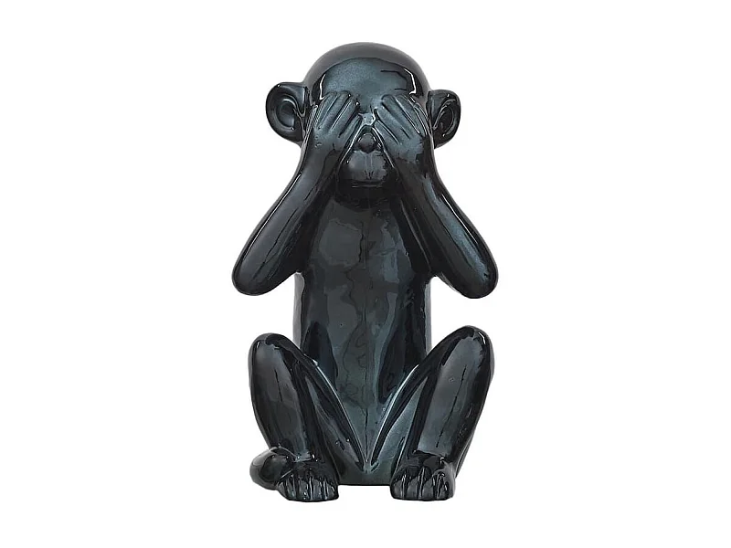 Statue noir singe de la sagesse "ne vois pas" H28cm