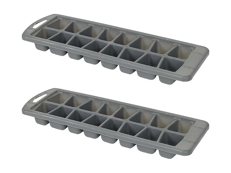 Set de 2 Moules gris à glaçons cubes capacité 16 glaçons en polypropylène